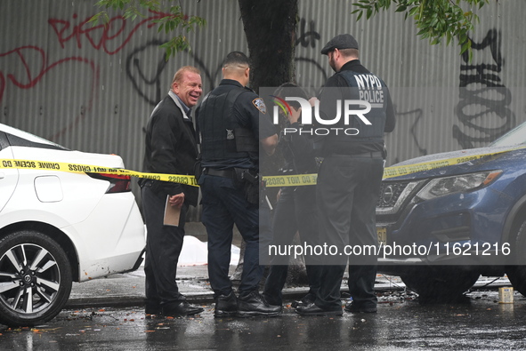 NYPD and EMS are at the scene where a 29-year-old man is fatally shot in the head at East 182nd Street and Mapes Avenue in Bronx, New York,...