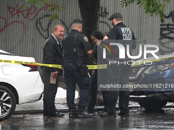 NYPD and EMS are at the scene where a 29-year-old man is fatally shot in the head at East 182nd Street and Mapes Avenue in Bronx, New York,...