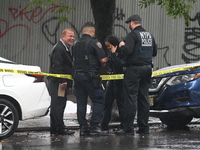 NYPD and EMS are at the scene where a 29-year-old man is fatally shot in the head at East 182nd Street and Mapes Avenue in Bronx, New York,...