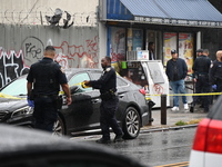 NYPD and EMS are at the scene where a 29-year-old man is fatally shot in the head at East 182nd Street and Mapes Avenue in Bronx, New York,...