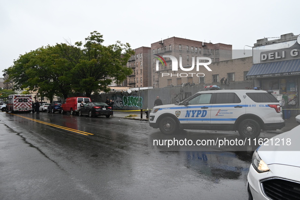 NYPD and EMS are at the scene where a 29-year-old man is fatally shot in the head at East 182nd Street and Mapes Avenue in Bronx, New York,...