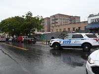 NYPD and EMS are at the scene where a 29-year-old man is fatally shot in the head at East 182nd Street and Mapes Avenue in Bronx, New York,...