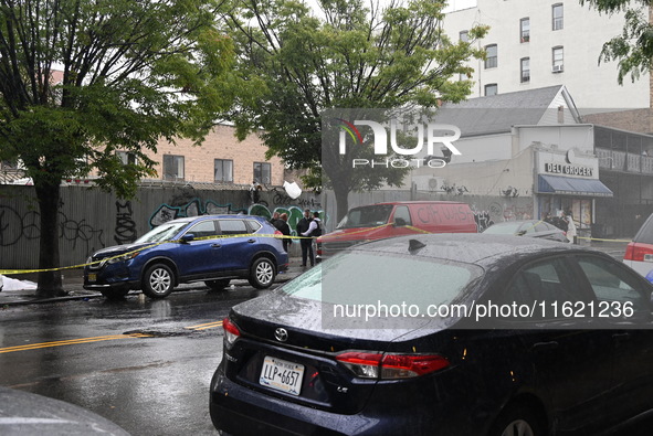 NYPD and EMS are at the scene where a 29-year-old man is fatally shot in the head at East 182nd Street and Mapes Avenue in Bronx, New York,...