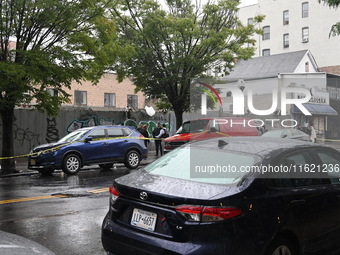 NYPD and EMS are at the scene where a 29-year-old man is fatally shot in the head at East 182nd Street and Mapes Avenue in Bronx, New York,...