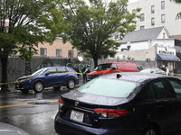 NYPD and EMS are at the scene where a 29-year-old man is fatally shot in the head at East 182nd Street and Mapes Avenue in Bronx, New York,...