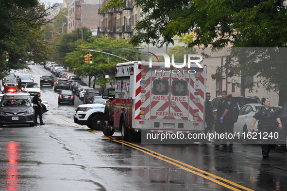 NYPD and EMS are at the scene where a 29-year-old man is fatally shot in the head at East 182nd Street and Mapes Avenue in Bronx, New York,...