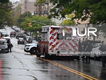 NYPD and EMS are at the scene where a 29-year-old man is fatally shot in the head at East 182nd Street and Mapes Avenue in Bronx, New York,...