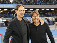 Alessandro Nesta, coach of Monza, and Antonio Conte, coach of Napoli, before the Serie A soccer match SSC Napoli - Monza at Stadio Maradona...