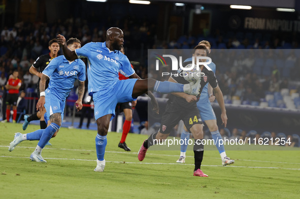 Napoli's Romelu Lukaku is seen in action during the Serie A soccer match SSC Napoli vs. Monza at Stadio Maradona in Naples, Italy, on Septem...