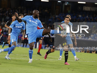 Napoli's Romelu Lukaku is seen in action during the Serie A soccer match SSC Napoli vs. Monza at Stadio Maradona in Naples, Italy, on Septem...