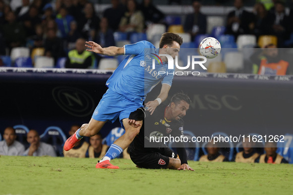 Napoli's Khvicha Kvaratskhelia is seen in action during the Serie A soccer match SSC Napoli vs. Monza at Stadio Maradona in Naples, Italy, o...