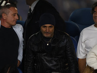 Luciano Spalletti, Italy's CT, is seen on stage before the Serie A soccer match between SSC Napoli and Monza at Stadio Maradona in Naples, I...