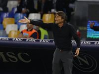 Antonio Conte, coach of Napoli, reacts during the Serie A soccer match between SSC Napoli and Monza at Stadio Maradona in Naples, Italy, on...