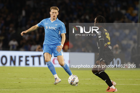 Scott McTominay controls the ball during the Serie A soccer match between SSC Napoli and Monza at Stadio Maradona in Naples, Italy, on Septe...