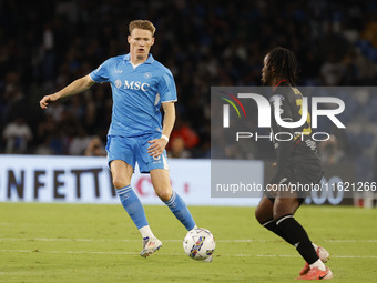 Scott McTominay controls the ball during the Serie A soccer match between SSC Napoli and Monza at Stadio Maradona in Naples, Italy, on Septe...