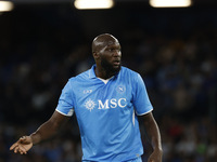 Napoli's Romelu Lukaku looks on during the Serie A soccer match between SSC Napoli and Monza at Stadio Maradona in Naples, Italy, on Septemb...