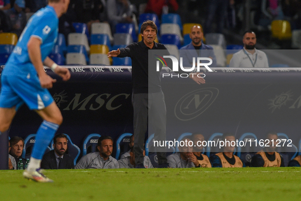 Antonio Conte Head Coach of SSC Napoli during the Serie A match between SSC Napoli and AC Monza at Stadio Diego Armando Maradona Naples Ital...