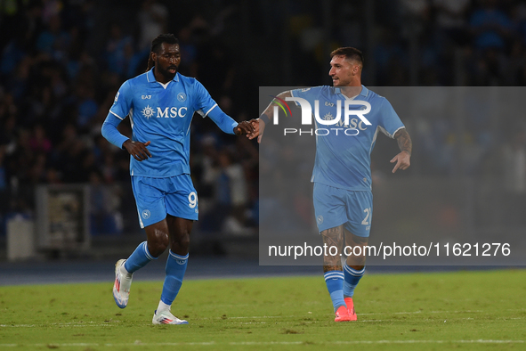 Matteo Politano of SSC Napoli celebrates after scoring uring the Serie A match between SSC Napoli and AC Monza at Stadio Diego Armando Marad...