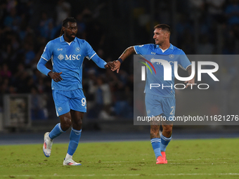 Matteo Politano of SSC Napoli celebrates after scoring uring the Serie A match between SSC Napoli and AC Monza at Stadio Diego Armando Marad...