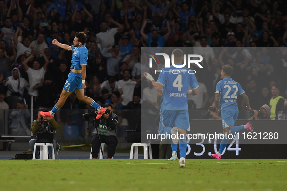 Khvicha Kvaratskhelia of SSC Napoli celebrates after scoring during the Serie A match between SSC Napoli and AC Monza at Stadio Diego Armand...