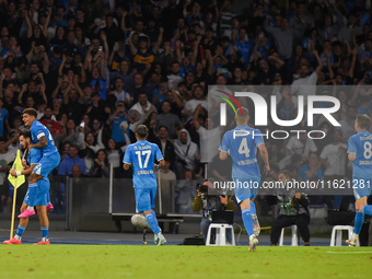 Khvicha Kvaratskhelia of SSC Napoli celebrates after scoring during the Serie A match between SSC Napoli and AC Monza at Stadio Diego Armand...