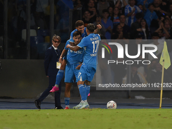 Khvicha Kvaratskhelia of SSC Napoli celebrates after scoring during the Serie A match between SSC Napoli and AC Monza at Stadio Diego Armand...