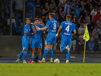 Khvicha Kvaratskhelia of SSC Napoli celebrates after scoring during the Serie A match between SSC Napoli and AC Monza at Stadio Diego Armand...