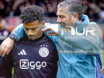 AFC Ajax Amsterdam defender Owen Wijndal plays during the match RKC - Ajax at the Mandemakers Stadium for the Dutch Eredivisie season 2024-2...