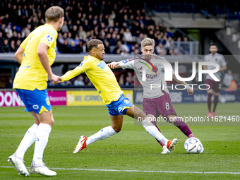 RKC player Liam van Gelderen and AFC Ajax Amsterdam midfielder Kenneth Taylor during the match RKC - Ajax at the Mandemakers Stadium for the...