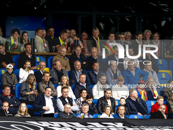 Supporters of RKC Waalwijk during the match RKC - Ajax at the Mandemakers Stadium for the Dutch Eredivisie season 2024-2025 in Waalwijk, Net...