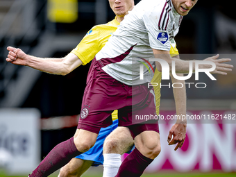 RKC player Tim van der Loo and AFC Ajax Amsterdam midfielder Davy Klaassen during the match RKC vs. Ajax at the Mandemakers Stadium for the...