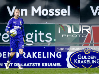 RKC goalkeeper Jeroen Houwen plays during the match between RKC and Ajax at the Mandemakers Stadium for the Dutch Eredivisie season 2024-202...