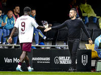 AFC Ajax Amsterdam forward Brian Brobbey and AFC Ajax Amsterdam trainer Francesco Fariolo during the match RKC - Ajax at the Mandemakers Sta...