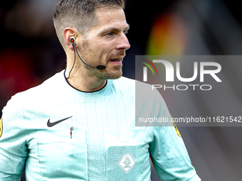 Referee Jochem Kamphuis officiates the match between RKC and Ajax at the Mandemakers Stadium for the Dutch Eredivisie season 2024-2025 in Wa...