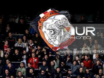 Supporters of AFC Ajax Amsterdam during the match RKC - Ajax at the Mandemakers Stadium for the Dutch Eredivisie season 2024-2025 in Waalwij...