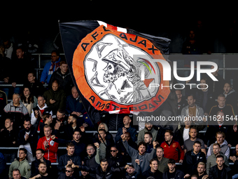 Supporters of AFC Ajax Amsterdam during the match RKC - Ajax at the Mandemakers Stadium for the Dutch Eredivisie season 2024-2025 in Waalwij...