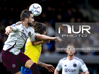 AFC Ajax Amsterdam defender Josip Sutalo and RKC player Oskar Zawada during the match RKC - Ajax at the Mandemakers Stadium for the Dutch Er...