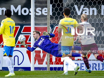 RKC goalkeeper Jeroen Houwen plays during the match between RKC and Ajax at the Mandemakers Stadium for the Dutch Eredivisie season 2024-202...