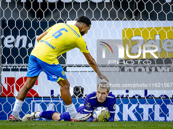 RKC goalkeeper Jeroen Houwen plays during the match between RKC and Ajax at the Mandemakers Stadium for the Dutch Eredivisie season 2024-202...