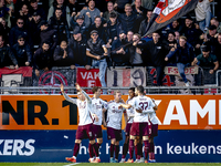 Players of Ajax celebrate the goal during the match RKC - Ajax at the Mandemakers Stadium for the Dutch Eredivisie season 2024-2025 in Waalw...