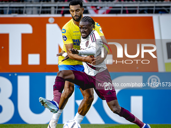 RKC player Yassin Oukili and AFC Ajax Amsterdam forward Bertrand Traore during the match RKC vs. Ajax at the Mandemakers Stadium for the Dut...