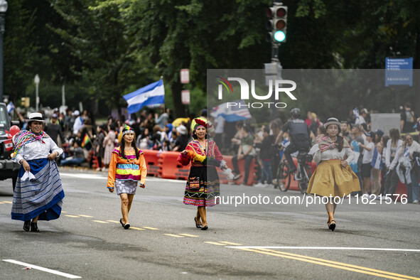 A parade takes place in Washington, DC, USA, on September 29, 2024, for Hispanic Heritage Month. 