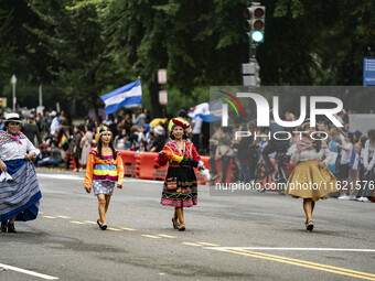 A parade takes place in Washington, DC, USA, on September 29, 2024, for Hispanic Heritage Month. (