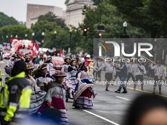 A parade takes place in Washington, DC, USA, on September 29, 2024, for Hispanic Heritage Month. (