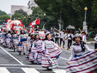 A parade takes place in Washington, DC, USA, on September 29, 2024, for Hispanic Heritage Month. (