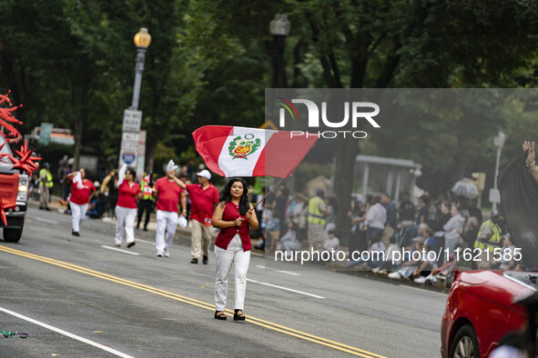 A parade takes place in Washington, DC, USA, on September 29, 2024, for Hispanic Heritage Month. 