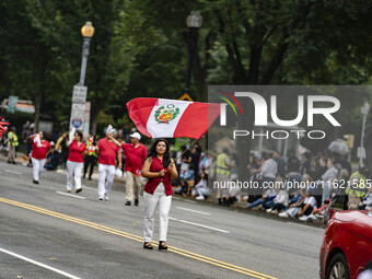 A parade takes place in Washington, DC, USA, on September 29, 2024, for Hispanic Heritage Month. (