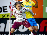 AFC Ajax Amsterdam midfielder Kian Fitz-Jim and RKC player Alexander Jakobsen during the match RKC - Ajax at the Mandemakers Stadium for the...