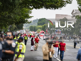 A parade takes place in Washington, DC, USA, on September 29, 2024, for Hispanic Heritage Month. (