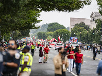 A parade takes place in Washington, DC, USA, on September 29, 2024, for Hispanic Heritage Month. (